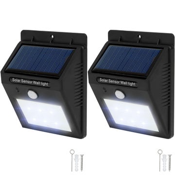 2 Vonkajšie nástenné svietidlá LED integrovaný solárny panel a detektor pohybu