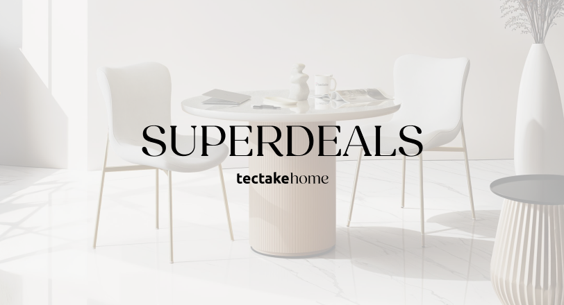 Moderný jedálenský kút tectake v minimalistickom štýle s nápisom „Superdeals“